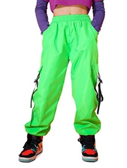 Kids Cotton Jogger Cargo Pants for Boys Girls Loose Street Hip Hop Dance Costume