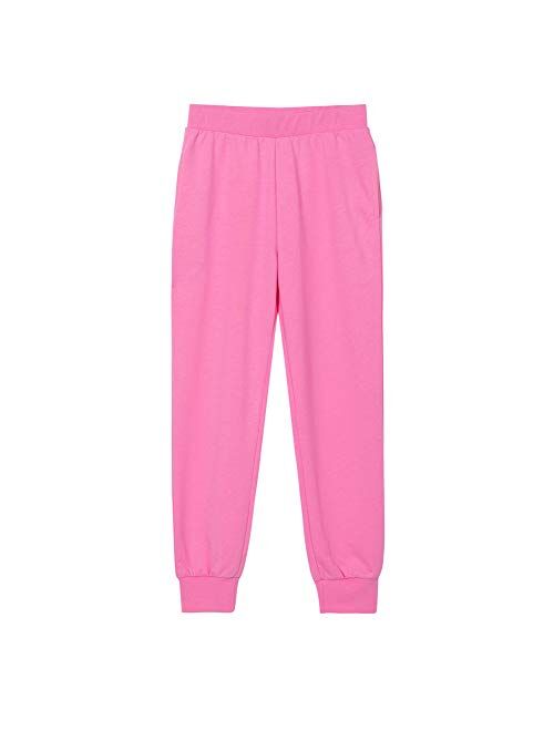 UNACOO Kids Girls Sweatpants Elastic Waistband Pull-on Joggers