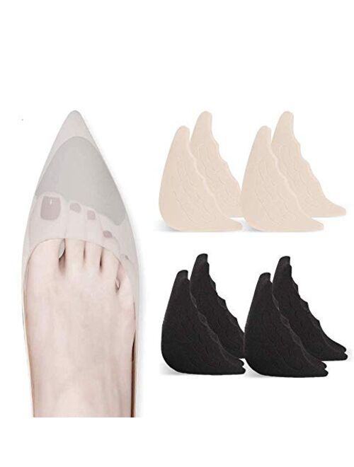 4 Pairs Toe Filler Inserts Adjustable Toe Plug Reusable Shoe Filler for Too Big Shoes for Women Men Unisex Pumps Flats Sneakers - Black + Beige