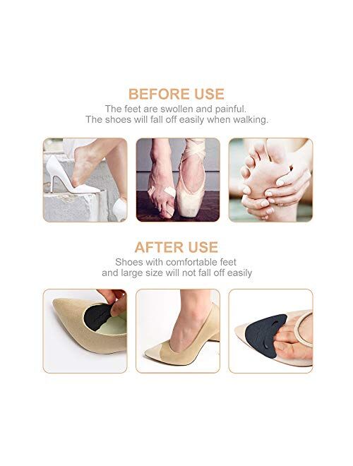 4 Pairs Toe Filler Inserts Adjustable Toe Plug Reusable Shoe Filler for Too Big Shoes for Women Men Unisex Pumps Flats Sneakers - Black + Beige