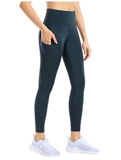 Women's Naked Feeling Workout Leggings 25 Inches - High Waisted Yoga Pants with Side Pockets