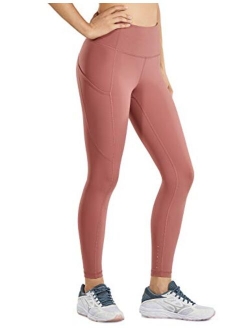 Women's Naked Feeling Workout Leggings 25 Inches - High Waisted Yoga Pants with Side Pockets