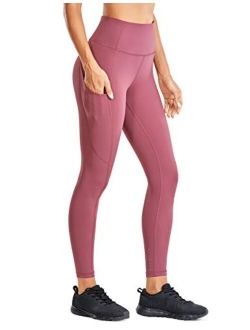 Women's Naked Feeling Workout Leggings 25 Inches - High Waisted Yoga Pants with Side Pockets