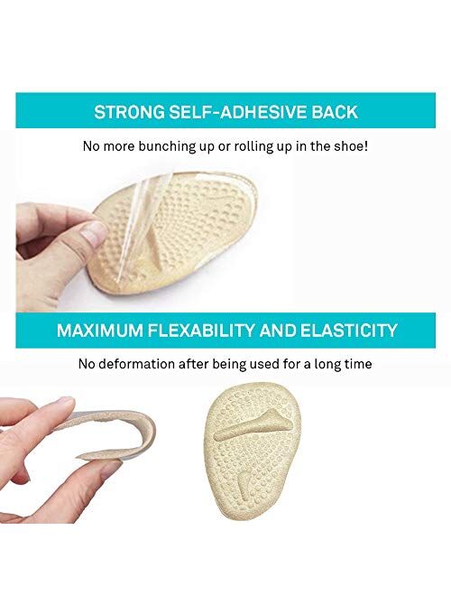 6 Pairs Ball of Foot Cushions (Beige) | Metatarsal Pads for Women | Reusable Shoe Inserts for Pain Relief