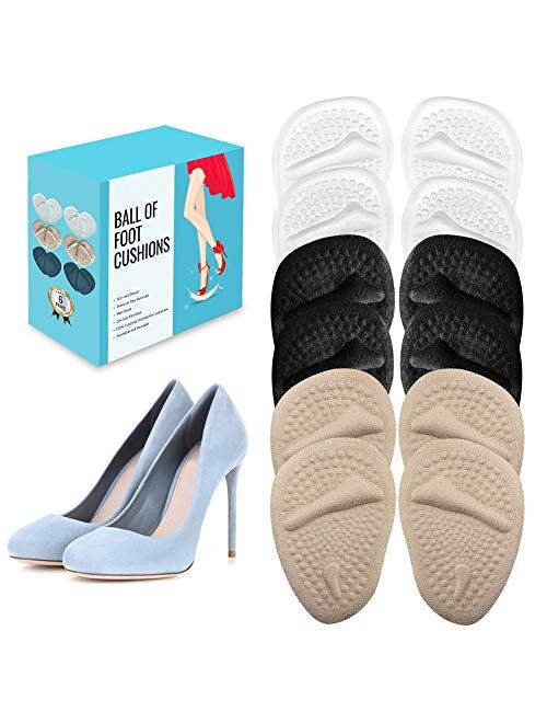 (12 Pieces) Metatarsal Pads for Women | Ball of Foot Cushions for Pain Relief | Reusable Shoe Inserts for Women