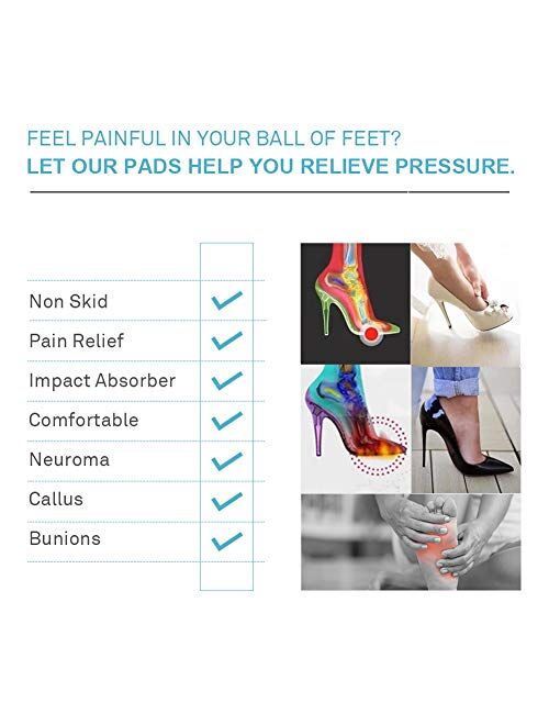 (12 Pieces) Metatarsal Pads for Women | Ball of Foot Cushions for Pain Relief | Reusable Shoe Inserts for Women