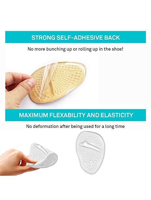 (12 Pieces) Metatarsal Pads for Women | Ball of Foot Cushions for Pain Relief | Reusable Shoe Inserts for Women