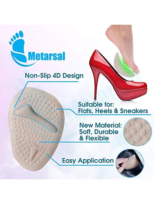 Ball of Foot Cushions, Metatarsal Pads for Women, High Heel Inserts, Comfort Soft Gel Forefoot Massage Cushion & Non Slip Shoes, Relieves Pressure, Foot Pain Relief Cushi