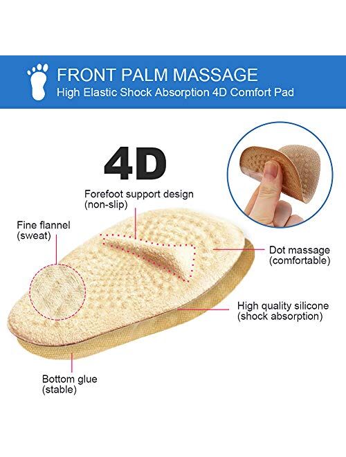 3 Pairs Metatarsal Pads for Women, Professional Reusable Silicone Ball of Foot Cushions, All Day Pain Relief and Comfort, One Size Fits Shoe Inserts, by Mildsun.