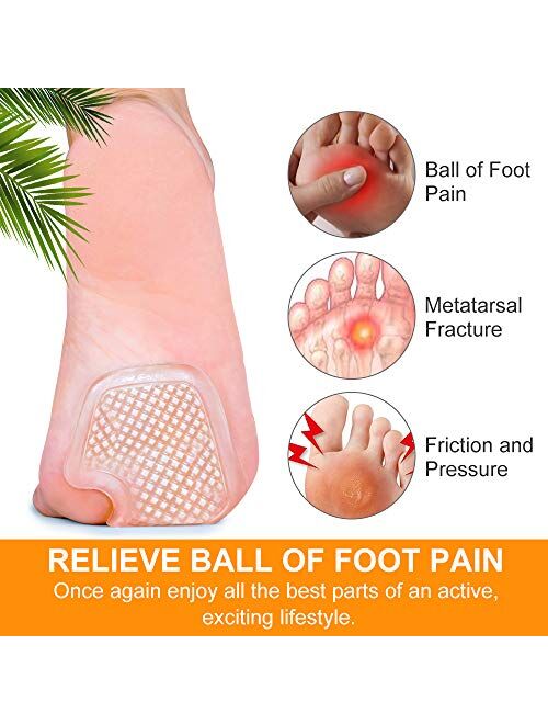 Kimihome Metatarsal Pads 8 Count Gel Cushions, Ball of Foot Cushion Protect and Relieve Metatarsal, Sesamoid, Ball of Foot Pain - 4 Pairs