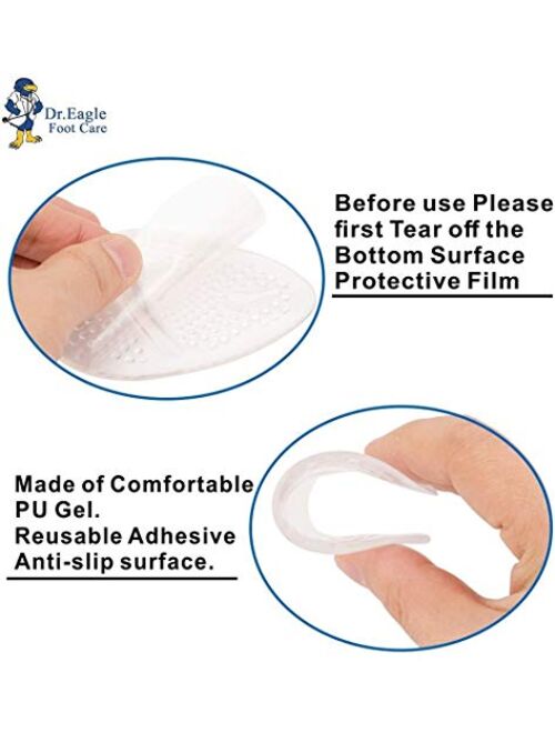 Medical Forefoot Pads Ball of Foot Cushions Gel Insoles Shoe Inserts (Self-Sticking) Metatarsal Pads for Women High Heels to Pain Relief, Dr.Eagle foot care () 2 Pairs