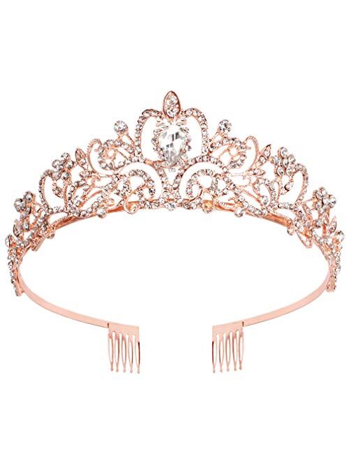 Didder Crystal Tiara Crowns For Women Girls Princess Elegant Crown with Combs Women's Headbands Bridal Wedding Prom Birthday Party Headbands for Women