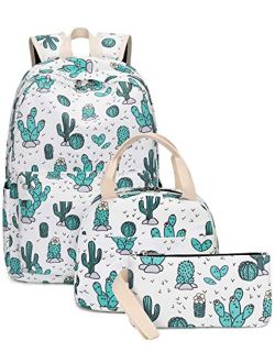 BLUBOON Teens Backpack Set Canvas Girls School Bags, Bookbags 3 in 1