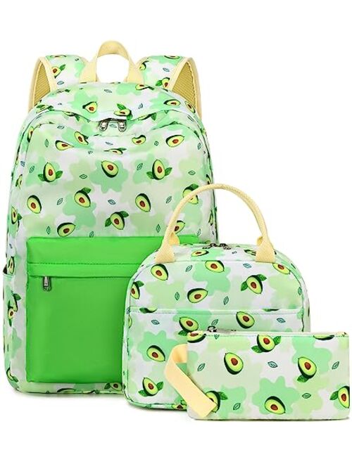 BLUBOON Teens Backpack Set Canvas Girls School Bags, Bookbags 3 in 1