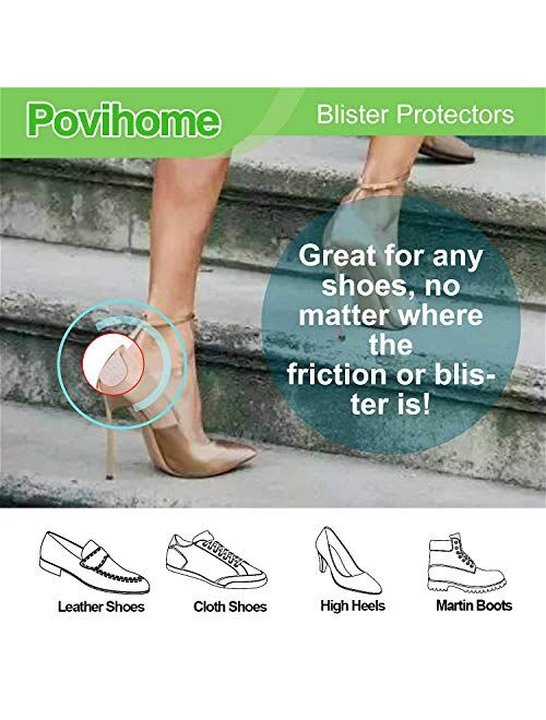 Povihome Moleskin Blister Pads, Heel Cushion, Heel Blister Prevention to Protect Skin from Rubbing Shoes