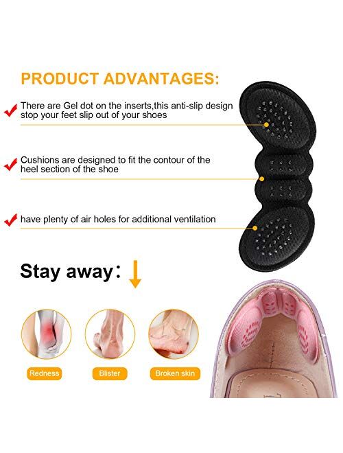 Updated 2020 Version LYLFL [5 Pairs] Heel Cushion Inserts Heel Grips Heel Pads-Suitable for Any Shoes Reusable Adhesive Shoe Inserts Liners for Loose Shoes