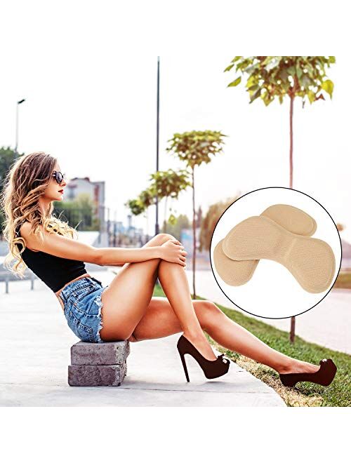 Heel Stickers Heel Cushion Pads Shoe Heel Insoles for Improved Shoe Fit and Comfort, (3 Black and 3 Beige)