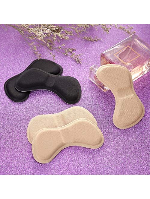 Heel Stickers Heel Cushion Pads Shoe Heel Insoles for Improved Shoe Fit and Comfort, (3 Black and 3 Beige)