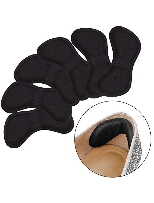 Heel Stickers Heel Cushion Pads Shoe Heel Insoles for Improved Shoe Fit and Comfort, (3 Black and 3 Beige)