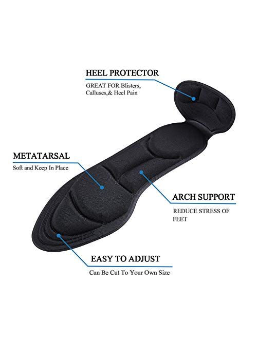 (3 Pairs) Shoe Insoles,Heel Insoles,Sponge Shoes Pads with Heel Grips Inserts,Heel Cushions,High Heel Inserts Great for Loose Shoes, Metatarsal or Arch Pain,Feet Sore Rel