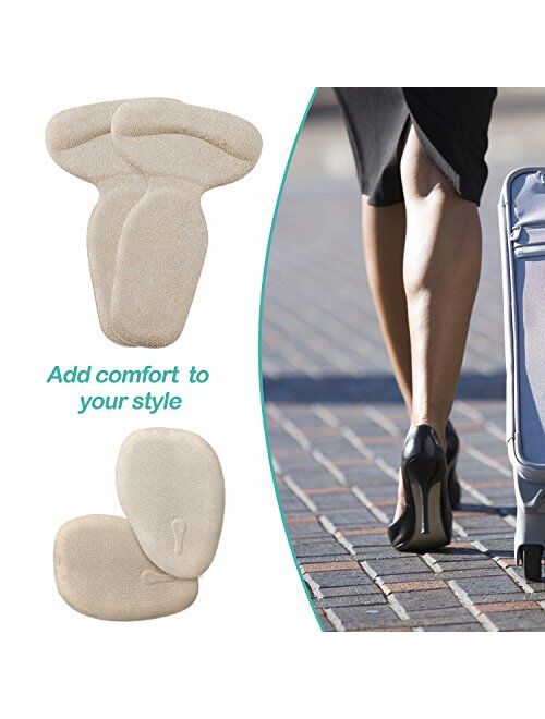 High Heel Pads (8 pcs) - High Heel Inserts, Heel Grips, Anti Slip Shoe Cushion, Ball of Foot Insoles, High Heel Liner, Heel Snugs for Women - Blister Prevention & Improve