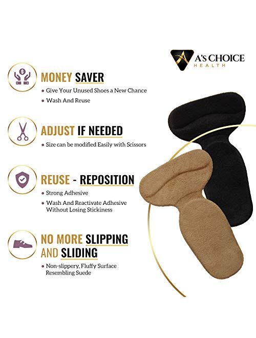 Heel Cushion Inserts for Loose Shoes - Shoe Pads Filler for Too Big Shoes- Men & Women