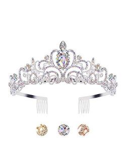 Tiaras Crown, KICOSY Crystal AB Rhinestones Tiaras and Crowns for Women Princess Tiara for Women the Crown for Girls Birthday Crowns for Women Birthday Tiara Princess Cro