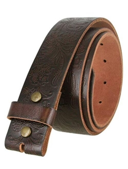 Cowboy Western Tooled Floral Embossed Full Grain Genuine Leather Belt Strap 1-1/2"(38mm) Wide for Men