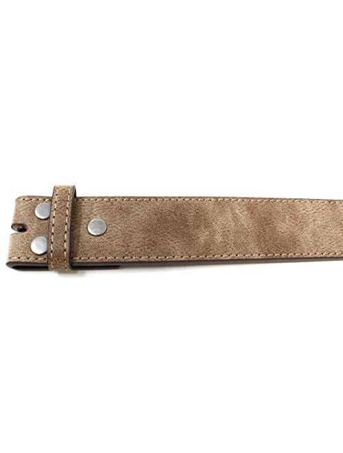 Leather Belt Strap with Vintage Distressed Texture 1.5" Wide with Snaps