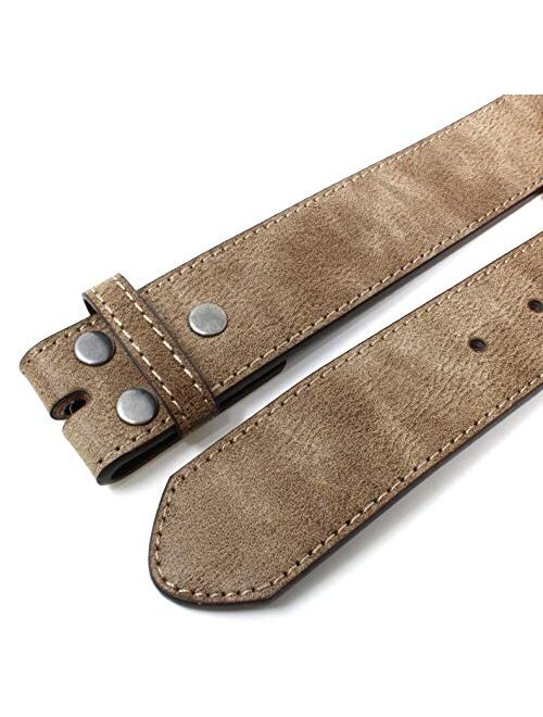 Leather Belt Strap with Vintage Distressed Texture 1.5" Wide with Snaps