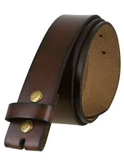 Men's Replacement Belt Strap Genuine Leather Vintage Casual Belt Strap with Snaps 1-1/2"(38mm) Wide