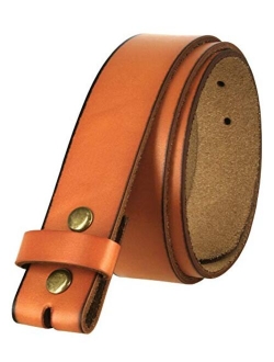 Men's Replacement Belt Strap Genuine Leather Vintage Casual Belt Strap with Snaps 1-1/2"(38mm) Wide