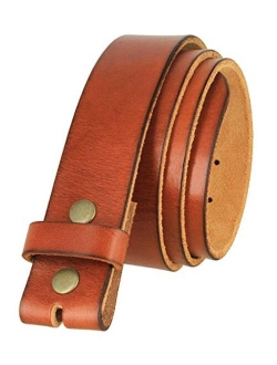 BS040 One Piece Genuine Full Grain Leather 1-1/2" wide Replacement Belt Strap with Snaps on for Women