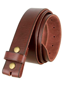 BS040 One Piece Genuine Full Grain Leather 1-1/2" wide Replacement Belt Strap with Snaps on for Women