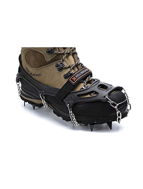 Hillsound Trail Crampon - Ice Traction Device/Crampons, 11 Carbon Steel Spikes, 2 Year Warranty