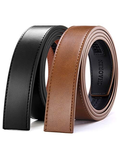 CHAOREN Ratchet Belt Replacement Strap 1 3/8, Genuine Leather Belt Casual for 40MM Slide Click Buckle