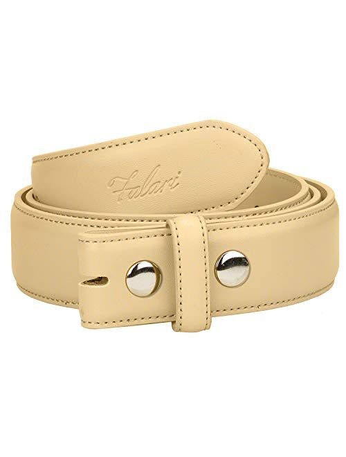 Falari Replacement Genuine Leather Dress Belt Strap Without Buckle Snap on Strap 33mm fit 35mm Buckle