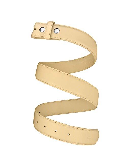 Falari Replacement Genuine Leather Dress Belt Strap Without Buckle Snap on Strap 33mm fit 35mm Buckle