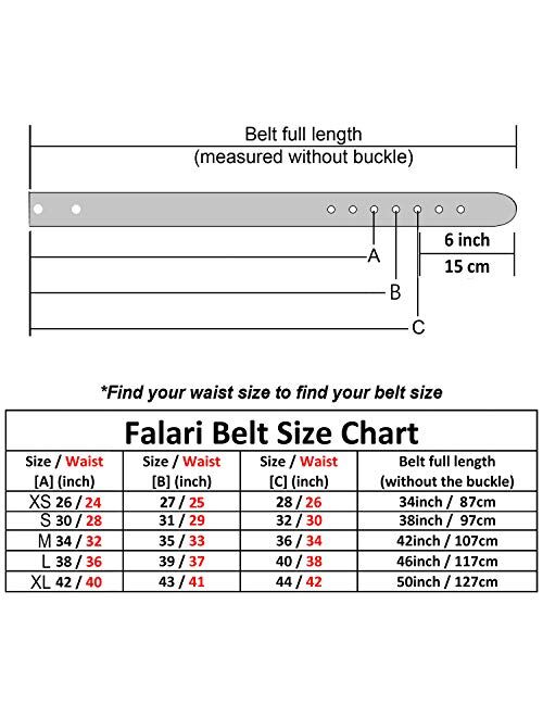 Falari Replacement Genuine Leather Dress Belt Strap Without Buckle Snap on Strap 33mm fit 35mm Buckle