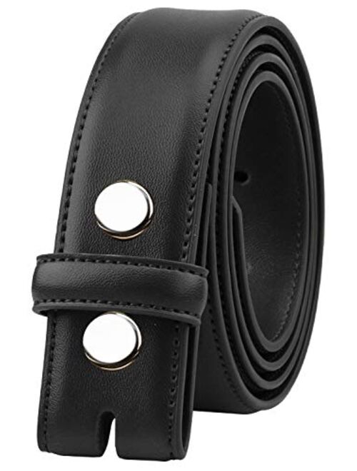 Falari Replacement Genuine Leather Dress Belt Strap Without Buckle Snap on Strap 33mm fit 35mm Buckle