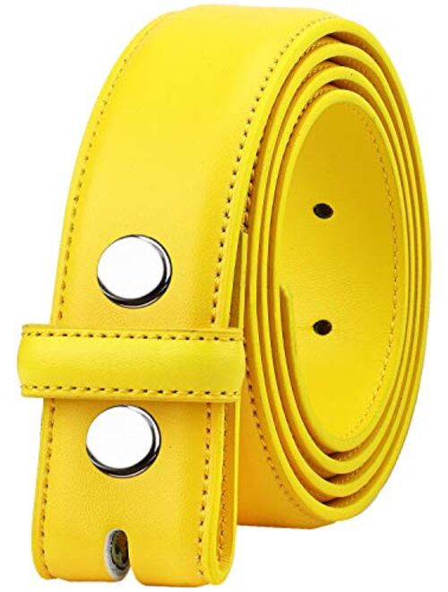 Falari Replacement Genuine Leather Dress Belt Strap Without Buckle Snap on Strap 33mm fit 35mm Buckle