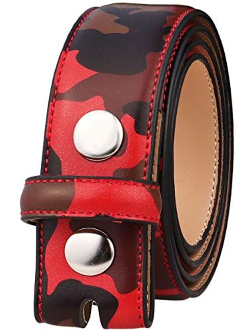 Falari Replacement Genuine Leather Dress Belt Strap Without Buckle Snap on Strap 33mm fit 35mm Buckle