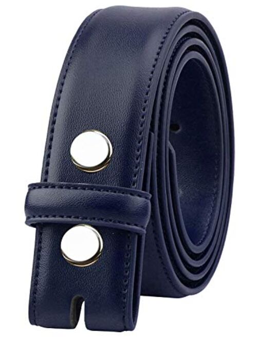 Falari Replacement Genuine Leather Dress Belt Strap Without Buckle Snap on Strap 33mm fit 35mm Buckle