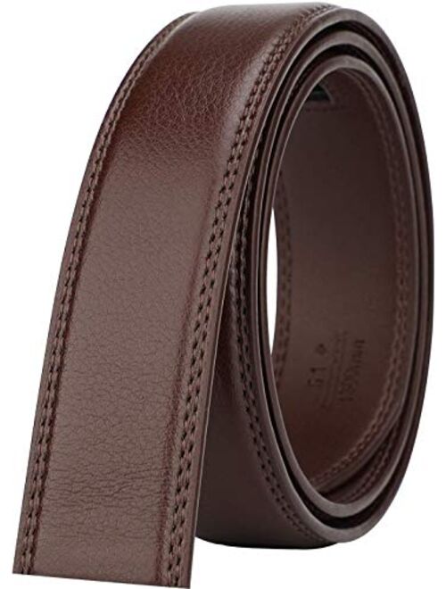 Lavemi Men's Real Leather Ratchet Dress Belt Strap(Pebble Black Leather)