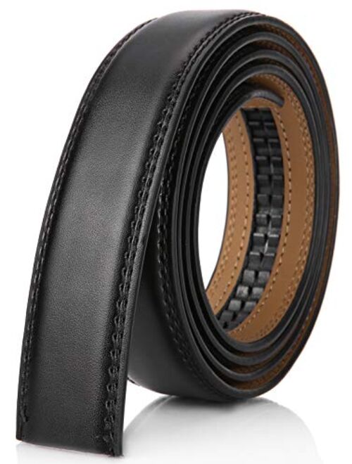 Marino Avenue Mio Marino Mens Genuine Leather Ratchet Belt Replacement Strap 1.38 Without Buckle