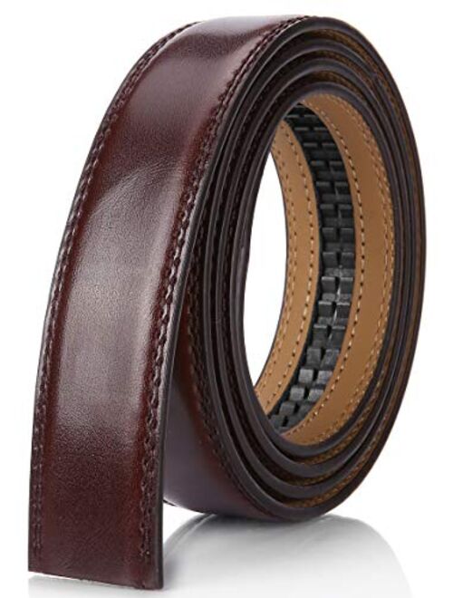 Marino Avenue Mio Marino Mens Genuine Leather Ratchet Belt Replacement Strap 1.38 Without Buckle