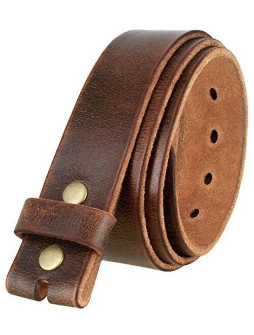 3840002 One Piece Genuine Full Grain Vintage Distressed Leather Belt Strap 1-1/2"(38mm) Wide