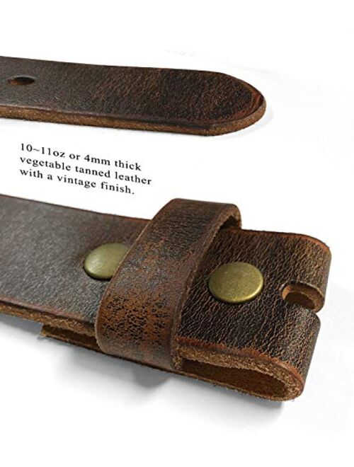 3840002 One Piece Genuine Full Grain Vintage Distressed Leather Belt Strap 1-1/2"(38mm) Wide