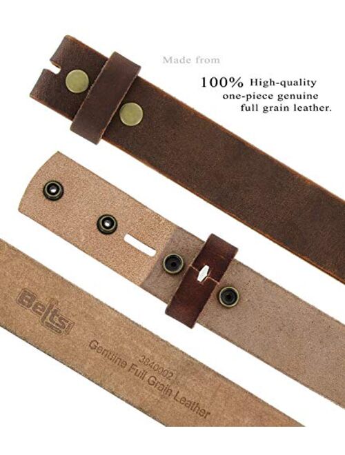 3840002 One Piece Genuine Full Grain Vintage Distressed Leather Belt Strap 1-1/2"(38mm) Wide