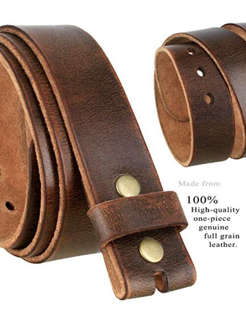 3840002 One Piece Genuine Full Grain Vintage Distressed Leather Belt Strap 1-1/2"(38mm) Wide